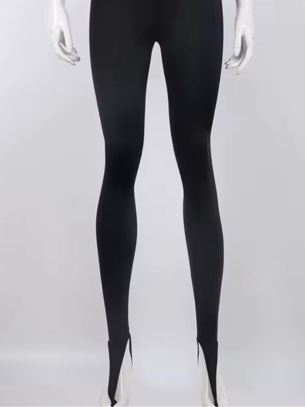 Black Stirrup Leggings with Brown Pointed Heels